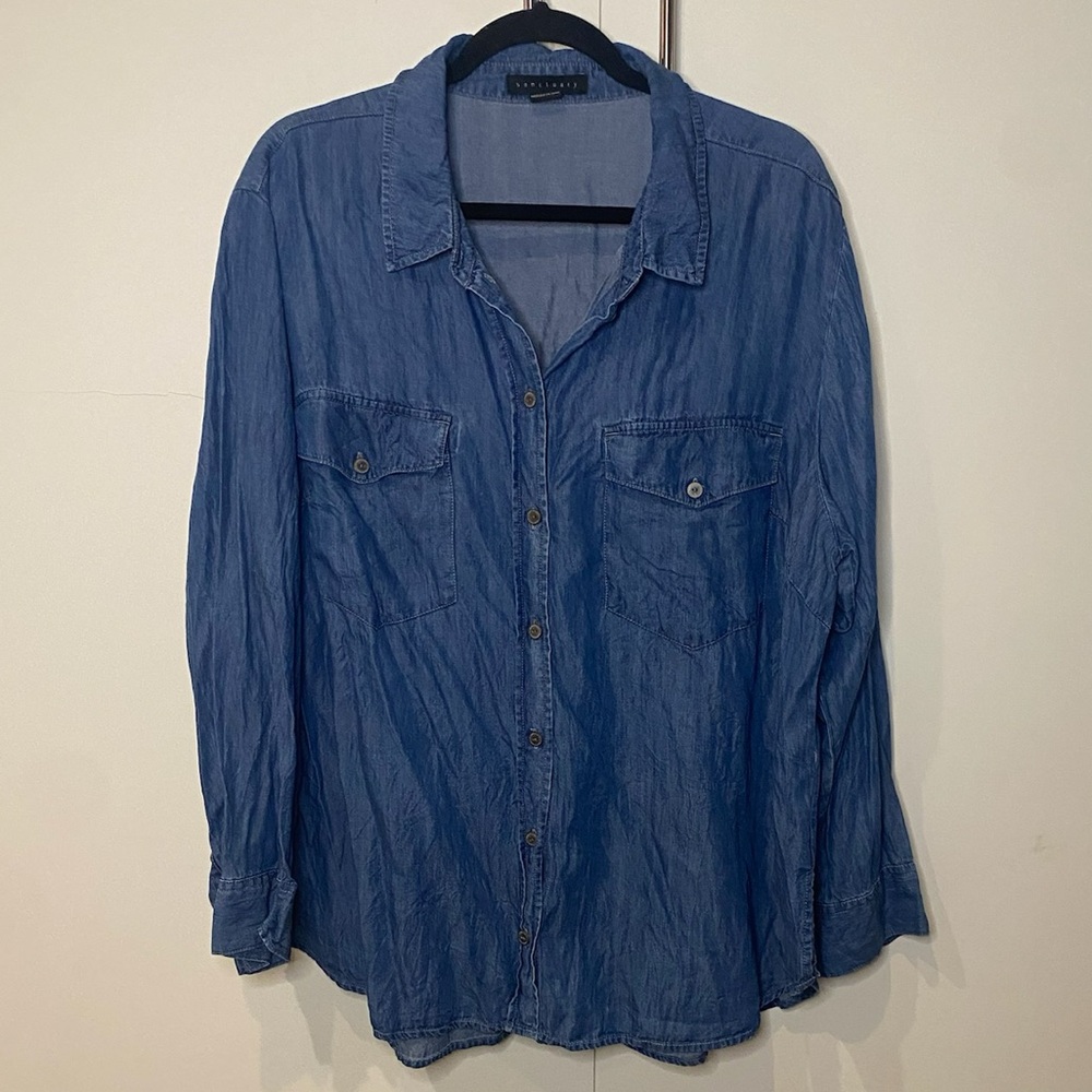Sanctuary Chambray Blue Button Down Shirt